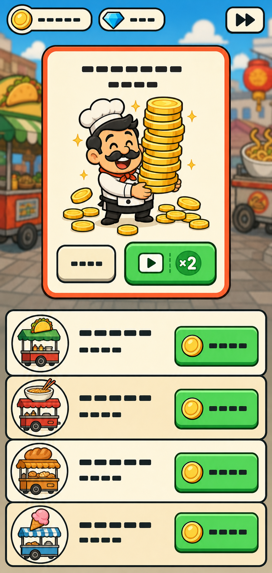 Snack Street upgrade screen